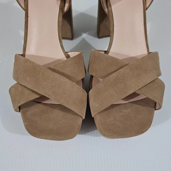 Kate Spade Delphi Platform Sandal Block Heel Shoe Roasted Almond Womens Size 10 - Picture 5 of 12